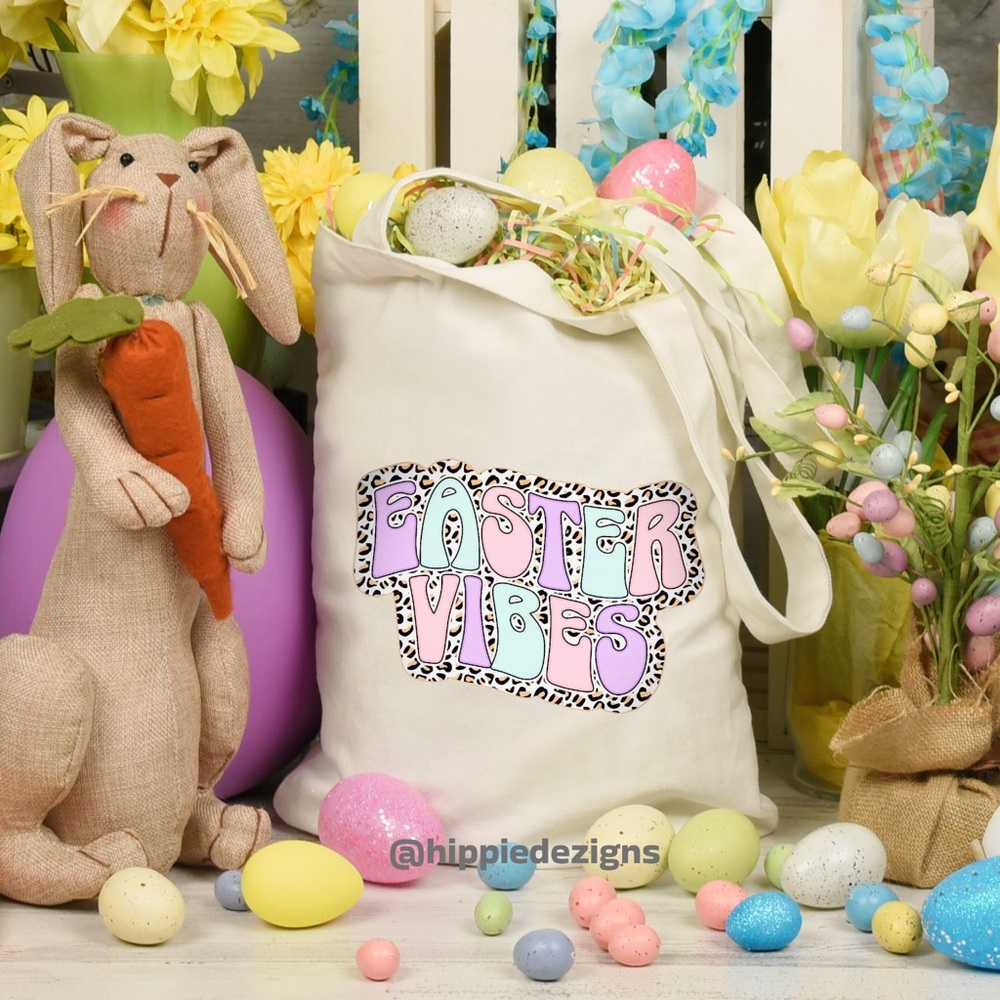Easter Vibes Animal Print  Canvas Tote